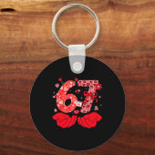 Funny 6 7 Hands Meme Cute Valentine's Day Six Seve Sleutelhanger (Voorkant)