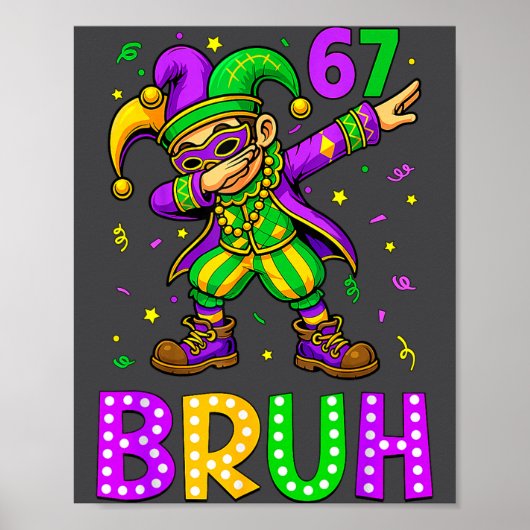 Funny 6 7 Mardi Gras Six Seven Dabbing Boy 67 Mard Poster (Voorkant)
