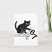 Funny 6 7 Meme Cat Knocking Off 67 Kaart (Voorkant)