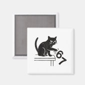 Funny 6 7 Meme Cat Knocking Off 67  Magneet (Voorkant / Achterkant)