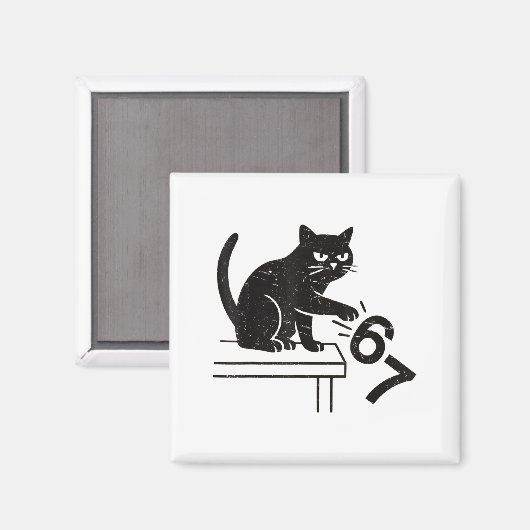 Funny 6 7 Meme Cat Knocking Off 67  Magneet (Voorkant / Achterkant)