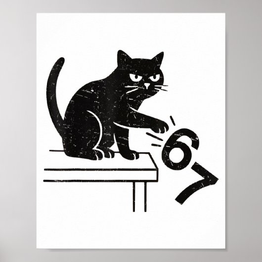Funny 6 7 Meme Cat Knocking Off 67  Poster (Voorkant)