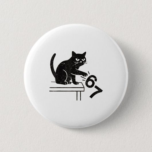 Funny 6 7 Meme Cat Knocking Off 67  Ronde Button 5,7 Cm (Voorkant)