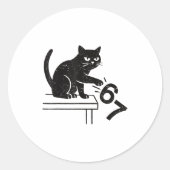 Funny 6 7 Meme Cat Knocking Off 67  Ronde Sticker (Voorkant)