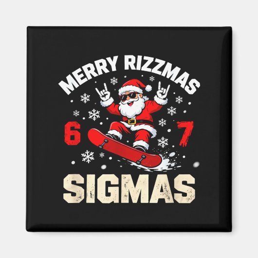 Funny 6-7 Meme Christmas Nice Naughty 67 Slang Tre Magneet (Voorkant)