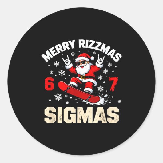 Funny 6-7 Meme Christmas Nice Naughty 67 Slang Tre Ronde Sticker (Voorkant)