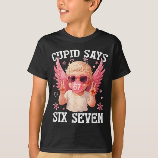 Funny 6 7 Meme Heart Cud Says Six Seven 67 Valenti T-shirt (Voorkant)