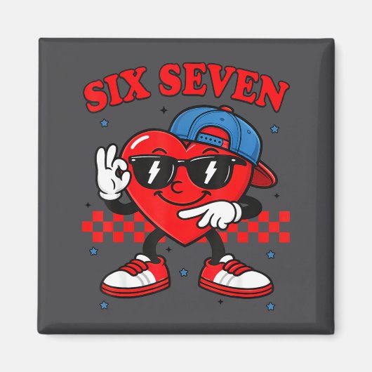 Funny 6 7 Meme Heart Six Seven 67 Valentine Couple Magneet (Voorkant)
