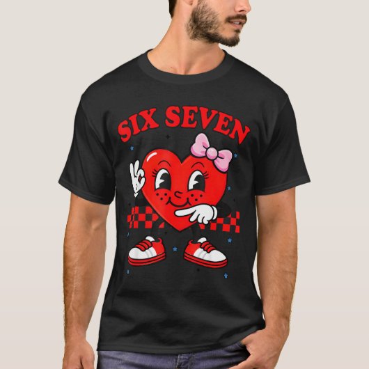 Funny 6 7 Meme Heart Six Seven 67 Valentine Couple T-shirt (Voorkant)