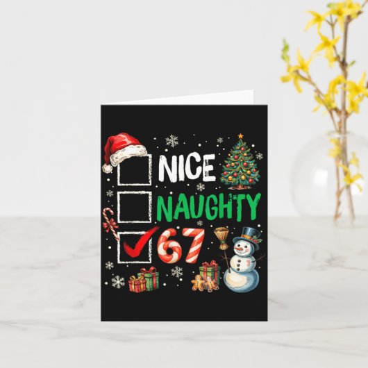 Funny 6-7 Meme Nice Naughty 67 Christmas Brain Rot Kaart (Gele Bloem)
