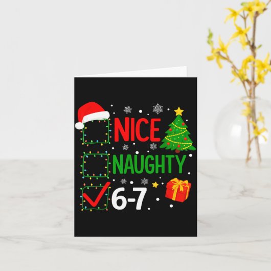 Funny 6-7 Meme Nice Naughty 67 Christmas Brain Rot Kaart (Gele Bloem)