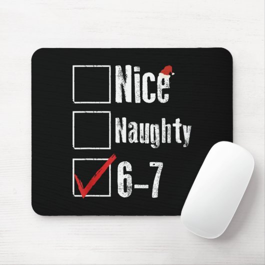 Funny 6-7 Meme Nice Naughty 67 Christmas Brain Rot Muismat (Met muis)