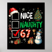Funny 6-7 Meme Nice Naughty 67 Christmas Brain Rot Poster (Voorkant)