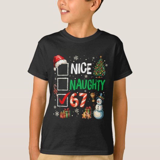 Funny 6-7 Meme Nice Naughty 67 Christmas Brain Rot T-shirt (Voorkant)