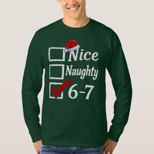 Funny 6-7 Meme Nice Naughty 67 Christmas Brain Rot T-shirt (Voorkant)