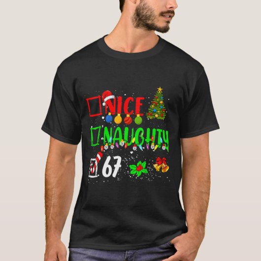 Funny 6-7 Meme Nice Naughty 67 Christmas Brain Rot T-shirt (Voorkant)