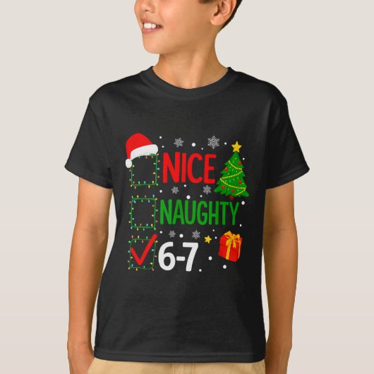 Funny 6-7 Meme Nice Naughty 67 Christmas Brain Rot T-shirt (Voorkant)