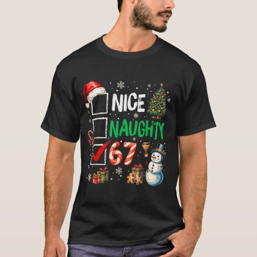 Funny 6-7 Meme Nice Naughty 67 Christmas Brain Rot T-shirt (Voorkant)