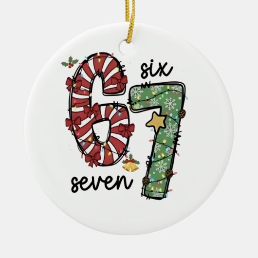 Funny 6 7  Santa Squad Sixty Seven Christmas Keramisch Ornament (Voorkant)