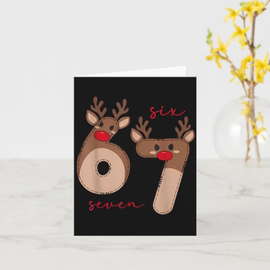 Funny 6 7 Six Seven Meme Christmas Reindeer Gen Al Kaart (Gele Bloem)