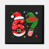 Funny 6 7 Six Seven Meme Christmas Santa Elf Coupl Magneet (Voorkant)