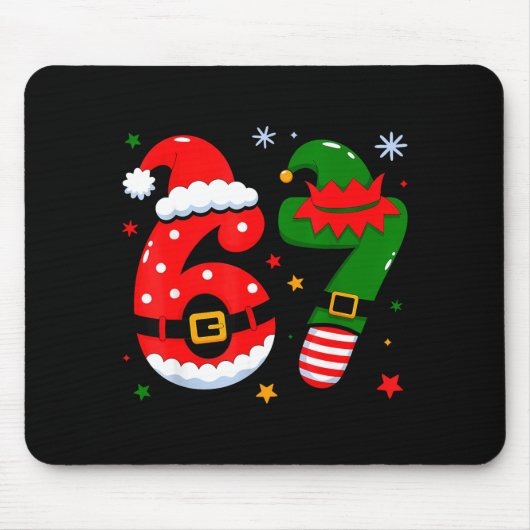 Funny 6 7 Six Seven Meme Christmas Santa Elf Coupl Muismat (Voorkant)