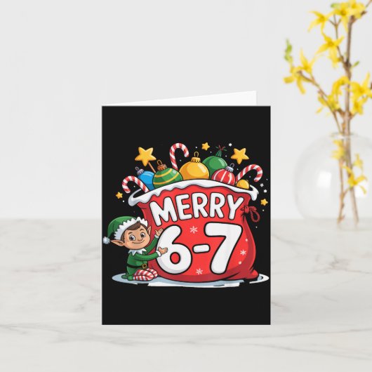 Funny 6 7 Six Seven Meme Christmas Women Men Kids  Kaart (Gele Bloem)