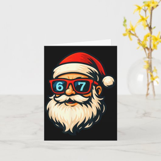 Funny 6 7 Six Seven Meme Santa Face Christmas Men  Kaart (Gele Bloem)