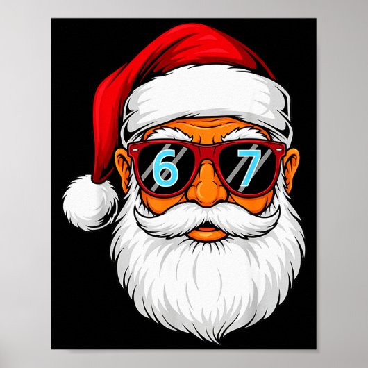 Funny 6 7 Six Seven Meme Santa Face Christmas Men Poster (Voorkant)