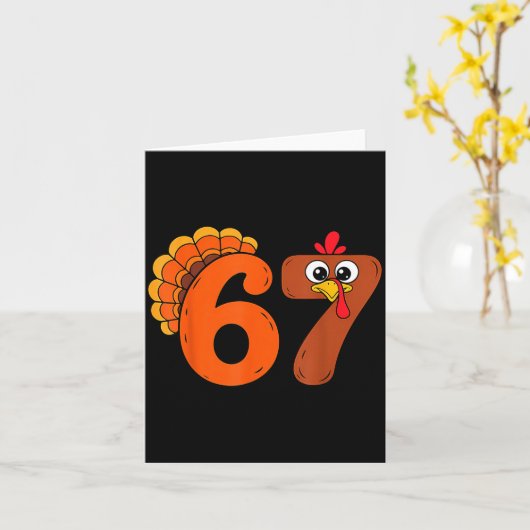 Funny 6 7 Six Seven Meme Thanksgiving Turkey Holid Kaart (Gele Bloem)