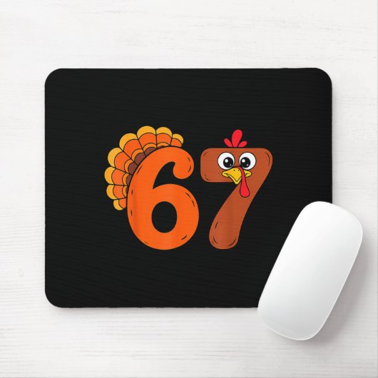 Funny 6 7 Six Seven Meme Thanksgiving Turkey Holid Muismat (Met muis)