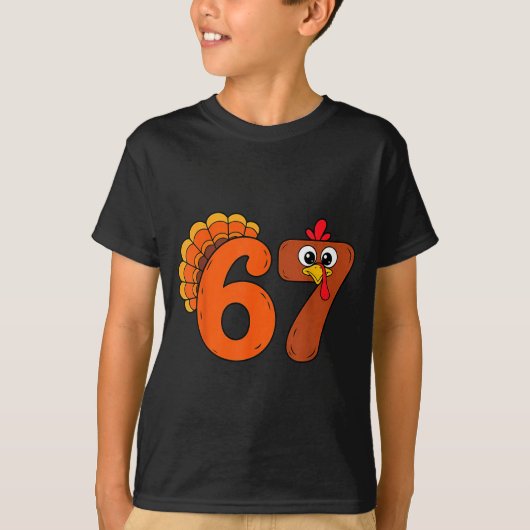 Funny 6 7 Six Seven Meme Thanksgiving Turkey Holid T-shirt (Voorkant)