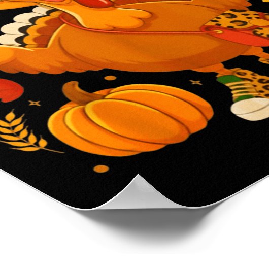 Funny 6 7 Thanksgiving Leopard Bow Turkey Six Seve Poster (Hoek)