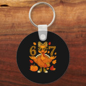 Funny 6 7 Thanksgiving Leopard Bow Turkey Six Seve Sleutelhanger (Voorkant)