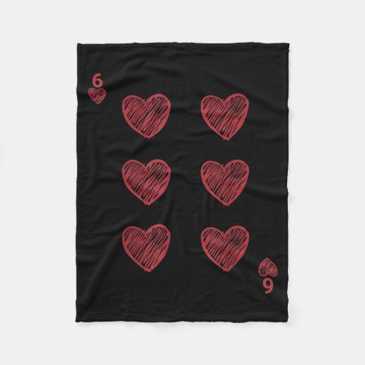 Funny 6 7 Valentine Love Heart Playing Card Couple Fleece Deken (Voorkant)