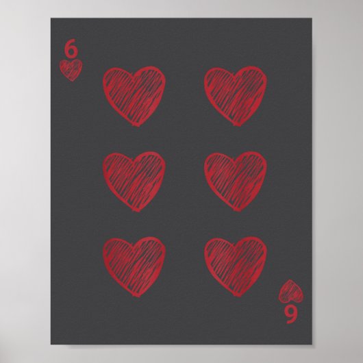 Funny 6 7 Valentine Love Heart Playing Card Couple Poster (Voorkant)