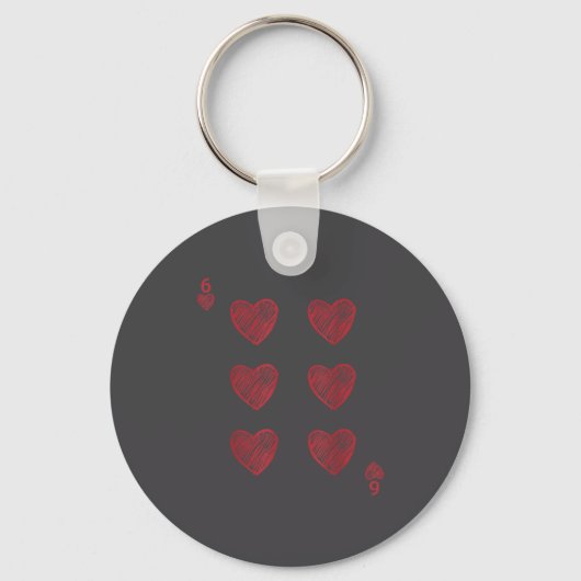 Funny 6 7 Valentine Love Heart Playing Card Couple Sleutelhanger (Voorkant)