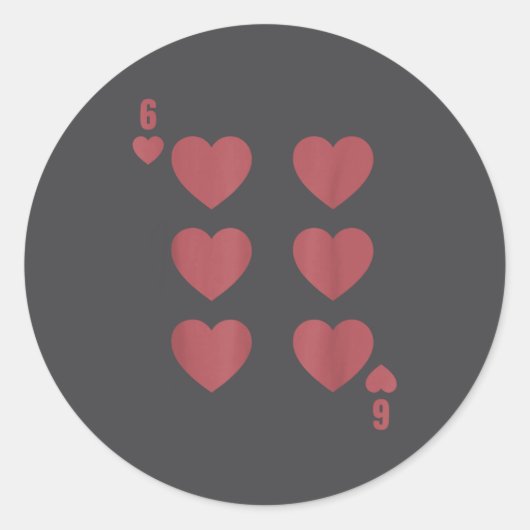 Funny 6 7 Valentine Love Heart Playing Card Matchi Ronde Sticker (Voorkant)