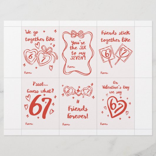 Funny 6 7 Valentine’s Day Cards for Classroom Briefhoofd (Voorkant)