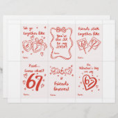 Funny 6 7 Valentine’s Day Cards for Classroom Briefhoofd (Voorkant / Achterkant)