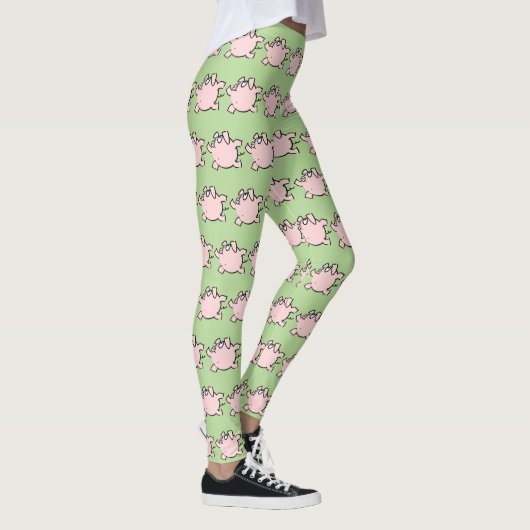 Funny 6 Cartoon Illustratie Varken Kies Kleur L Leggings (Rechts)