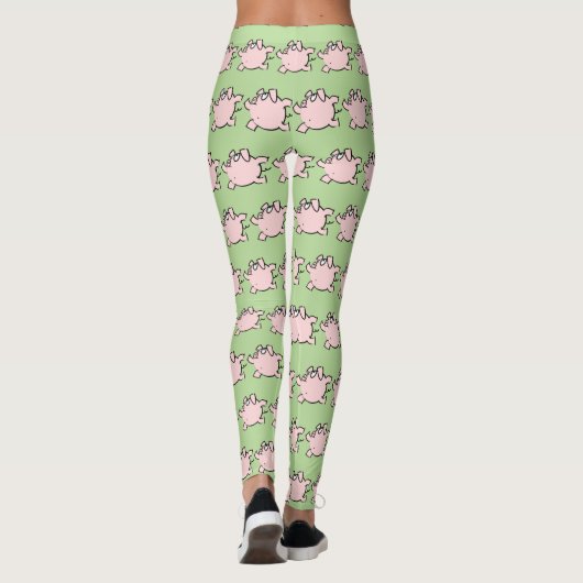 Funny 6 Cartoon Illustratie Varken Kies Kleur L Leggings (Achterkant)