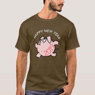 Funny 6 Cartoon Illustratie Varkensjaar 2019 Man T T-shirt