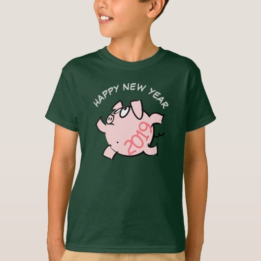 Funny 6 Cartoon Illustration Pig Year 2019 Kinder  T-shirt (Voorkant)