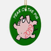 Funny 6 Cartoon Illustration Pig Year 2019 Round Keramisch Ornament (Rechts)