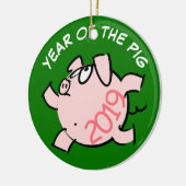 Funny 6 Cartoon Illustration Pig Year 2019 Round Keramisch Ornament (Links)