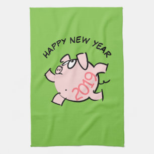 Funny 6 Cartoon Pig. 2019 Kitchen Towel Theedoek