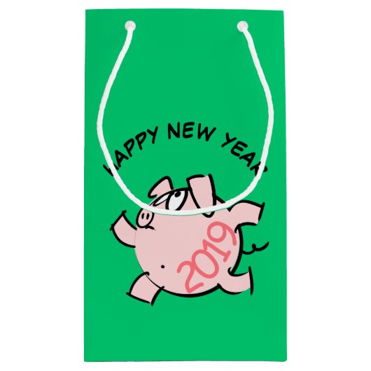 Funny 6 Cartoon Pig. 2019 Small Gift Bag Klein Cadeauzakje (Achterkant)