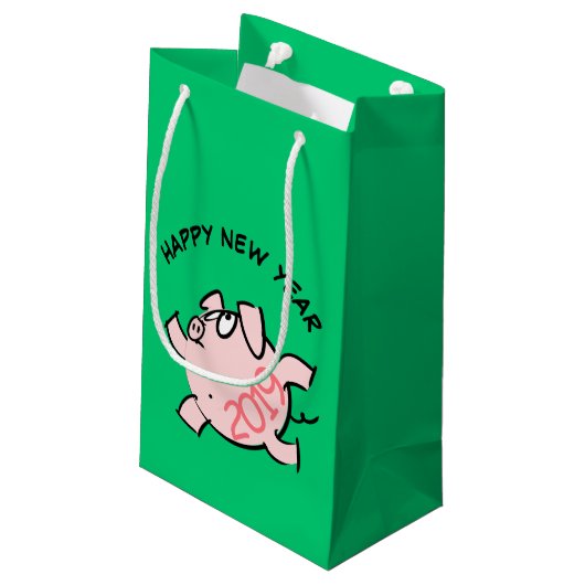 Funny 6 Cartoon Pig. 2019 Small Gift Bag Klein Cadeauzakje (Achterkant Gekanteld)