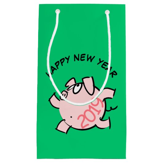 Funny 6 Cartoon Pig. 2019 Small Gift Bag Klein Cadeauzakje (Voorkant)